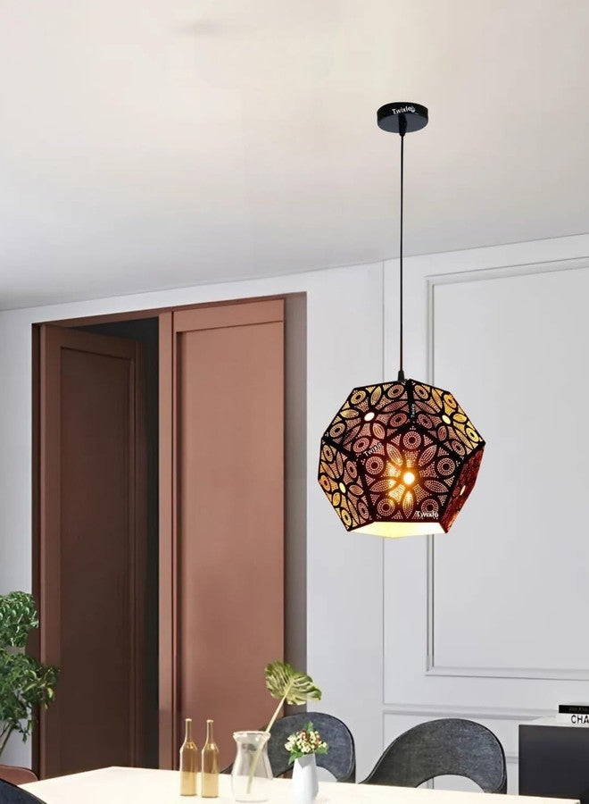 twixle Metal Black Lazer Cutting Hexagonal Hanging Lights for Living Room/Pendant Lights for Ceiling/Hanging Lamps for Home Decoration/Decorative Hanging Lights,Metal (with Bulb, 3, Pack) - Image 3